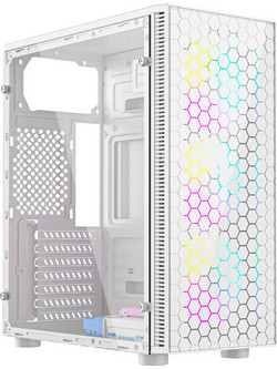 Gembird Fornax 500 White Gaming Midi Tower Κουτί Υπολογιστή RGB με Πλαϊνό Παράθυρο