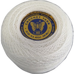 Πεταλούδα Croshet Yarn Νο40 Δαντελόνημα Λευκό 50gr 540m Λευκό