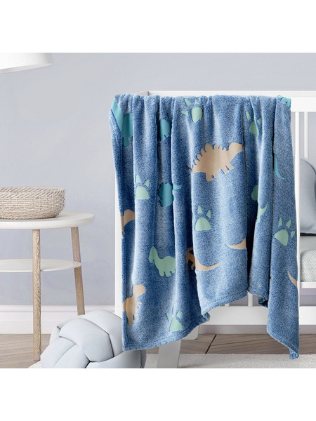 Kocoon Shiny Dinos Κουβέρτα Αγκαλιάς Fleece 80x110 Μπλε