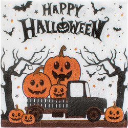 Halloween Χαρτοπετσέτες Πάρτι 1φυλλες Λευκό Πορτοκαλί Κολοκύθες Happy Halloween 33x33cm - 40 τμχ