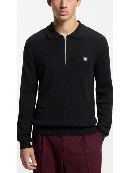 Hugo Boss Ανδρική Μπλούζα Polo Μακρυμάνικη Μαύρη 50570380-001