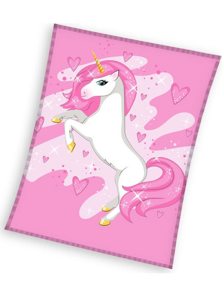 Unicorn Pink Heart Κουβέρτα Φλις με Σχέδιο Μονόκερο 150x200 εκ