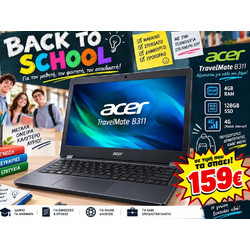 Laptop ACER TRAVELMATE SPIN B311R-31 Refurbished Touchscreen 11.6" (Ιntel Celeron N4120/ 4GB/SSD 128GB/ Windows 11 PRO GR) GRADE A