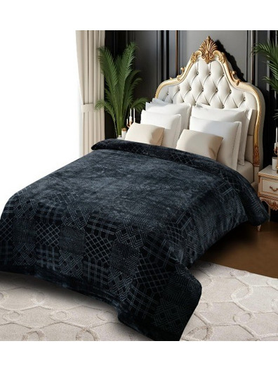 1+1 ΔΏΡΟ ΑΝΆΓΛΥΦΗ ΔΙΠΛΉ ΚΟΥΒΈΡΤΑ 220x240CM ΜΑΥΡΟ - 3KG + ΚΟΥΒΈΡΤΑ ΔΏΡΟ