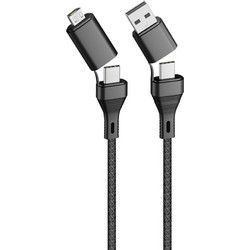 Forever CORE 4in1 cable USB + USB-C - USB-C + microUSB 1,2 m 3A black - Forever