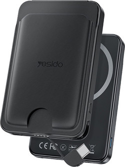 Yesido YP93 Wireless Magsafe Power Bank 5000mAh 20W με Ενσωματωμένο Καλώδιο USB-C QC4.0+ Black