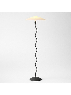 VenCore Curion Black 6091-20009 - Μοντέρνο Επιδαπέδιο Φωτιστικό Μονόφωτο Μαύρο Αλουμίνιο και Μπέζ Καπέλο με Βάση-Ντουί 1xE27 - Φ40 x Υ155cm