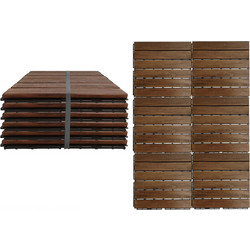 Σετ 6 Πλακίδια Καφέ Ακακία/Πλαστικό 30x30x1.9cm