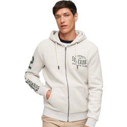 Superdry Athletic College Graphic Ανδρική Ζακέτα Φούτερ με Κουκούλα και Φερμουάρ Λευκή M2013150A-9QV