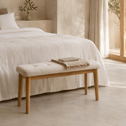 Παγκάκι Nextdeco Natural μασίφ ξύλο λευκό μαξιλάρι Υ45,5x85x31,5εκ. - 11741-00