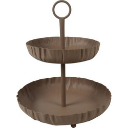 Δίσκος 2όροφος μεταλλικός καφέ 34x40cm - Plastona