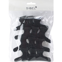 Sibel Brushing Clips Large Black 12τμχ