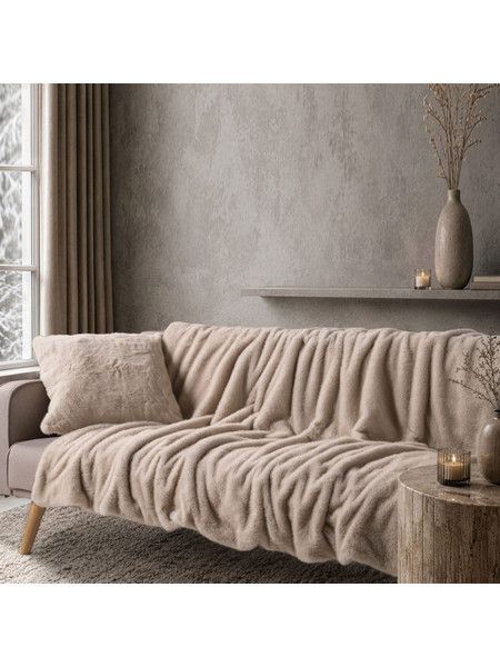 Κουβέρτα Καναπέ Fox 02 Beige Teoran 130X185cm 130x185cm Πολυέστερ
