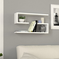 Ραφιέρα τοίχου Jenika Megapap 2 τεμαχίων χρώμα λευκό 60x14,5x18εκ
