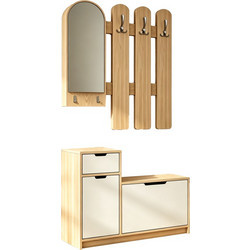 Έπιπλο εισόδου Kenty pakoworld με καθρέπτη sonoma με λευκό MDF 100x28x110εκ