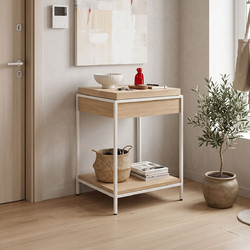 Κονσόλα Odar με Αποθηκευτικό Χώρο Sonoma MDF με Λευκό Μέταλλο 63x63x80