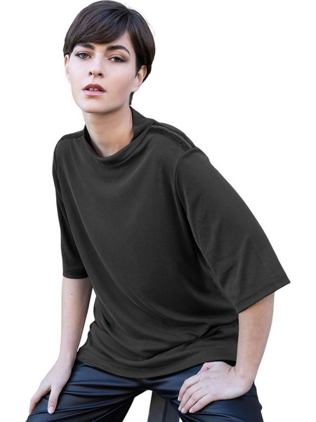 AGGEL W T-SHIRT TOP - FW51167KF-BLACK BLACK