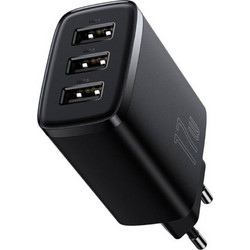 Baseus Compact CCXJ020101 Φορτιστής Χωρίς Καλώδιο με 3 Θύρες USB-A 17W Power Delivery Black