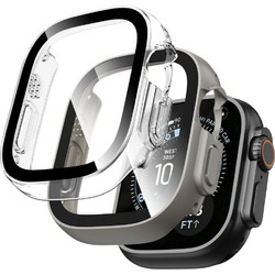 Tech-Protect Defense 2-pack Πλαστική Θήκη Tempered Glass για Apple Watch Ultra 49mm Μπεζ Διαφανής
