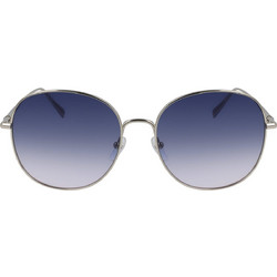 Longchamp LO118S 729 Γυναικεία Γυαλιά Ηλίου Στρογγυλά Μεταλλικά Ασημί με Μπλε Polarized Φακό
