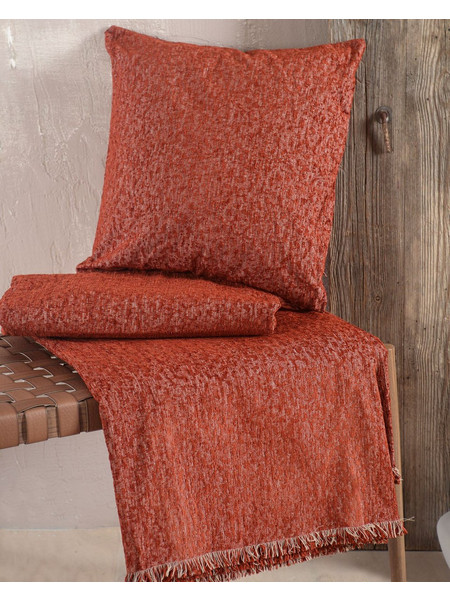 Ριχτάρι Διθέσιου Living Room Gozzi Terracotta Jacquard Chenille Rythmos (180x240) 1Τεμ