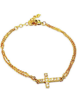 Farma Bijoux Βραχιόλι με Σταυρό και Κρύσταλλα BE2GX01