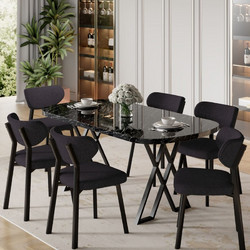 Τραπεζαρία Με 6 Καρέκλες (Σετ 7 Τμχ) Axton - Black Marble, Anthracite 240Chr2721 (168x76x90)