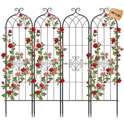 VEVOR Garden Trellis, 152 x 40.5 cm Rose Trellis, 4 Packs Garden Flower Rose Trellises with Powder-Coated Finish & Convenient Locking Design, Plant Support Trellises for Flowers, Vegetables, Roses