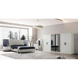 Stewehome Κρεβατοκάμαρα Λευκή Αρμονία Minimal Σετ Υπνοδωματίου με Ντουλάπα & Κομοδίνα 470422