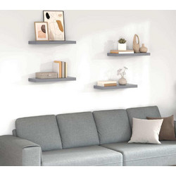 vidaXL Ράφια Τοίχου 4 τεμ. Γκρι 60 x 23,5 x 3,8 εκ. MDF
