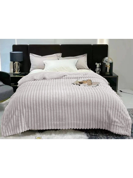 Κουβέρτα Μονή Fleece Coral Ανοιχτό Γκρι Με Ανάγλυφο Ριγέ Σχέδιο Γαρύφαλλο 160x260