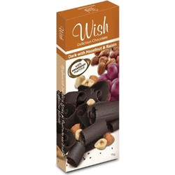 Wish Delicious Chocolate Dark With Hazelnut & Raising Σοκολάτας Υγείας με Φουντούκι & Σταφίδα χωρίς Προσθήκη Ζάχαρης, 75g