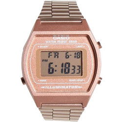 Casio Vintage Ψηφιακό Ανδρικό Ρολόι Χρονογράφος με Ροζ Χρυσό Μεταλλικό Μπρασελέ B640WC-5AEF