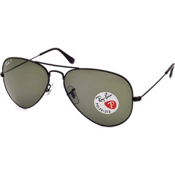 Ray-Ban RB3025 002/58 Ανδρικά Γυαλιά Ηλίου Aviator Μεταλλικά Μαύρα με Μαύρο Polarized Φακό