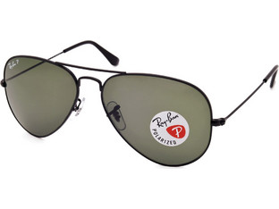 Ray-Ban RB3025 002/58 Ανδρικά Γυαλιά Ηλίου Aviator Μεταλλικά Μαύρα με Μαύρο Polarized Φακό