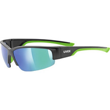 Uvex Sportstyle 215 S53.0.617.2716 Αθλητικά Γυαλιά Ηλίου Ορθογώνια Κοκάλινα Μαύρα με Πράσινο Καθρέπτη Φακό