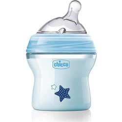 Chicco Natural Feeling Πλαστικό Μπιμπερό με Θηλή Σιλικόνης κατά των Κολικών 0m+ Blue 150ml 80811-21