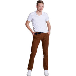 Victory Ανδρικό Παντελόνι Chino Ελαστικό Slim Εφαρμογή Καφέ
