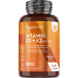 WeightWorld Vitamin D3 & K2 (MK-7) 240 Κάψουλες