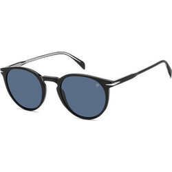 David Beckham DB1139S 807KU Ανδρικά Γυαλιά Ηλίου Στρογγυλά Κοκάλινα Μαύρα με Μπλε Polarized Φακό