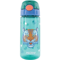 Nuby Push Tiger Παιδικό Μπουκάλι Πλαστικό BPA Free με Καλαμάκι Τιρκουάζ 540ml