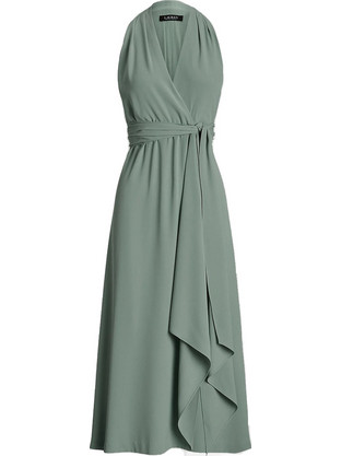 Lauren Ralph Lauren Midi Καλοκαιρινό Βραδινό Φόρεμα Κρουαζέ Πράσινο Mint 253911848003