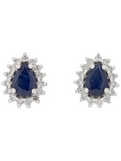 Million Diamonds Γυναικεία Σκουλαρίκια Καρφωτά από Λευκόχρυσο 18K με Διαμάντι & Ζαφείρι SK20104