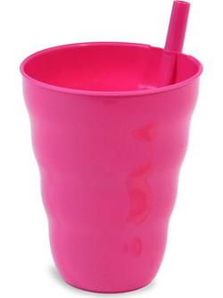 Ποτήρι Πλαστικό Καλαμάκι Φούξια 4J725583 250ml Φούξια
