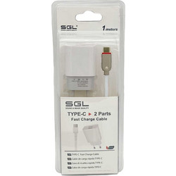 SGL FA1-S2 Φορτιστής με Καλώδιο USB-C με 2 Θύρες USB-A White