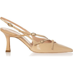 Sante Γόβες Slingback Λουστρίνι με Λεπτό Ψηλό Τακούνι Nude 24-228-63