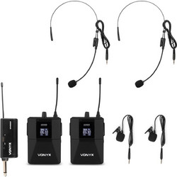 Vonyx WM552B Plug Bodypack UHF Play Σετ 2 Ασύρματα Μικρόφωνα Πέτου