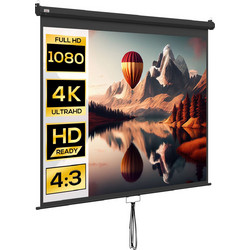 HOMCOM 001-010V00BK Οθόνη Προβολής Projector Τοίχου / Οροφής 4:3 203x152cm / 100"