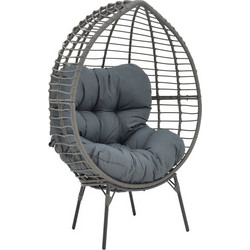 Pakoworld Nestie Πολυθρόνα Κήπου Rattan Γκρι 152-000020