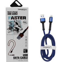 Treqa CA-8562 Braided USB-A to Lightning Cable 2m Blue 841268887071500